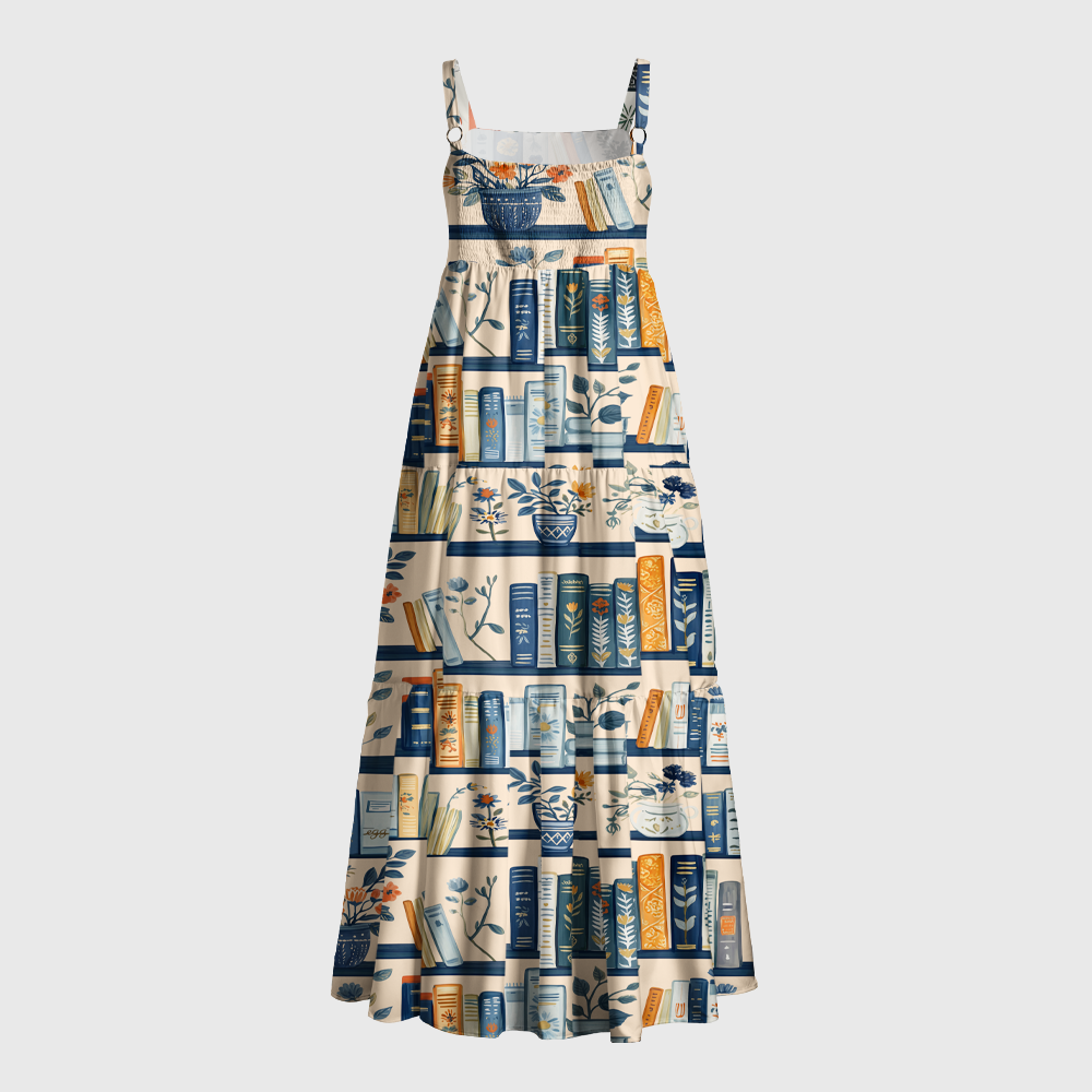 Pagewings Square Neck Cozy Bookshelf  Maxi Dress