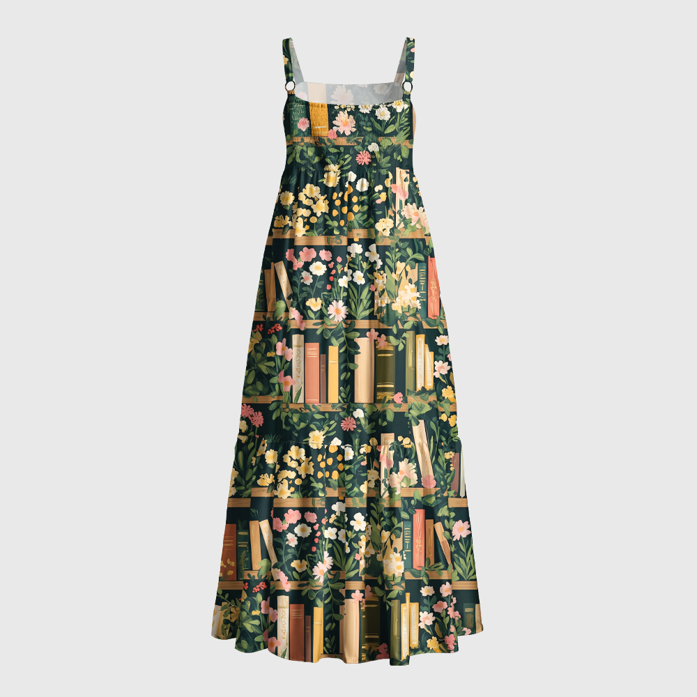 Pagewings Square Neck Secret Library Maxi Dress