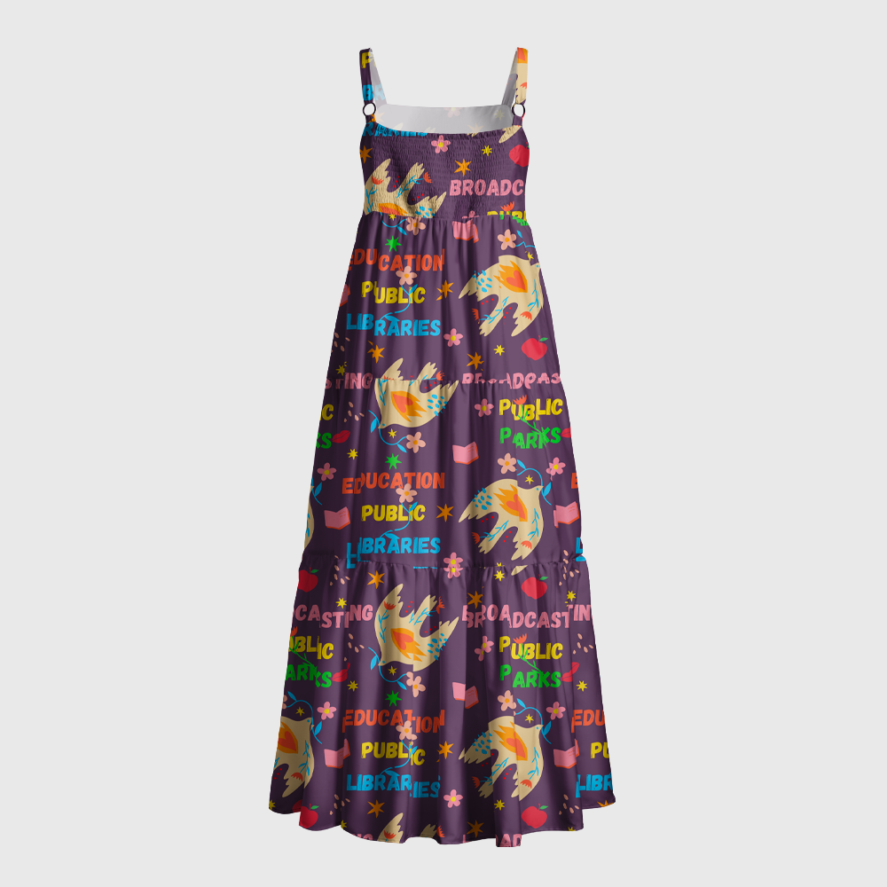 Pagewings Square Neck Public Libraries Maxi Dress