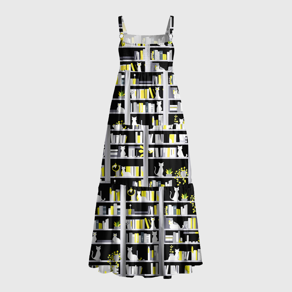 Pagewings Square Neck Cat Lover Maxi Dress