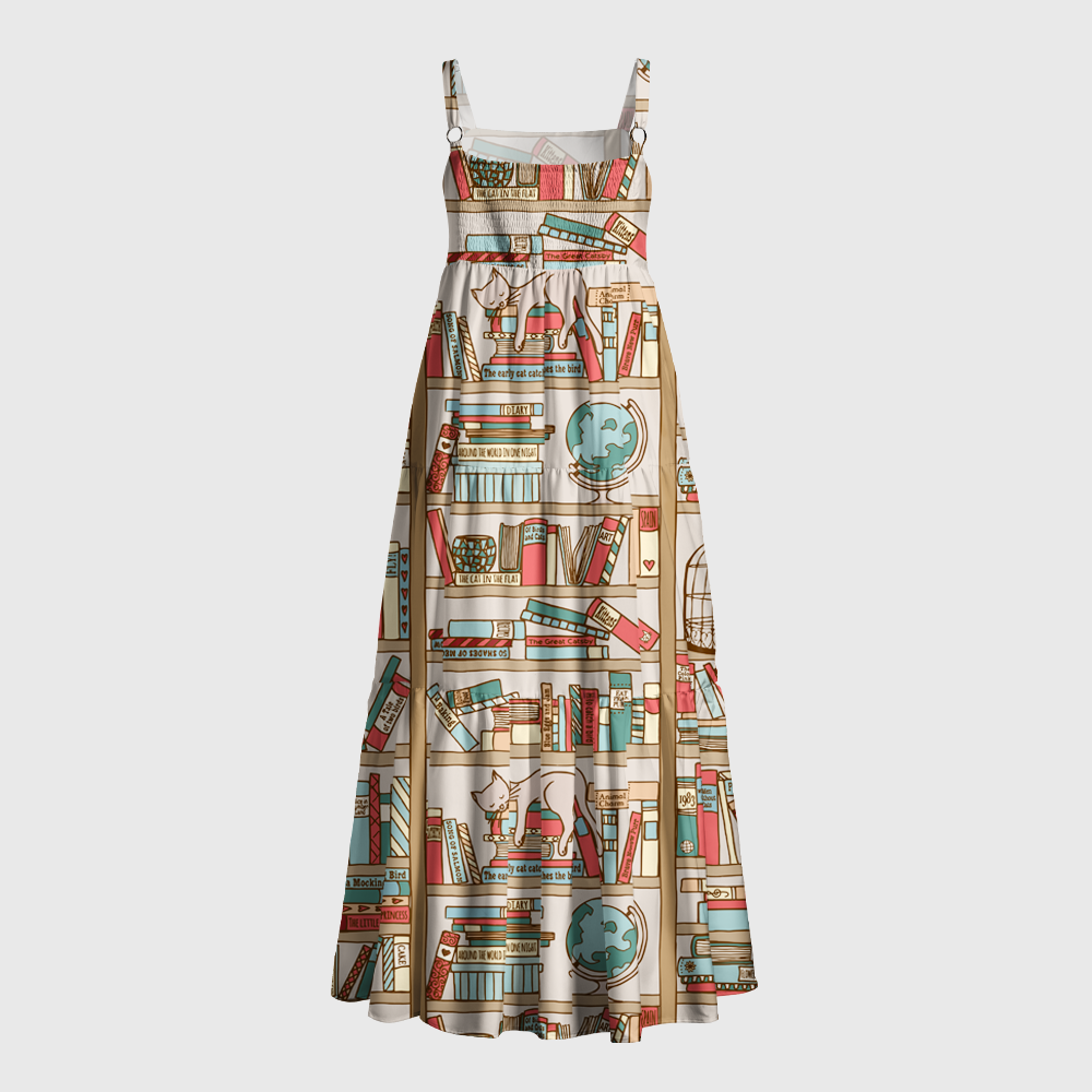 Pagewings Square Neck Cozy Bookshelf Maxi Dress