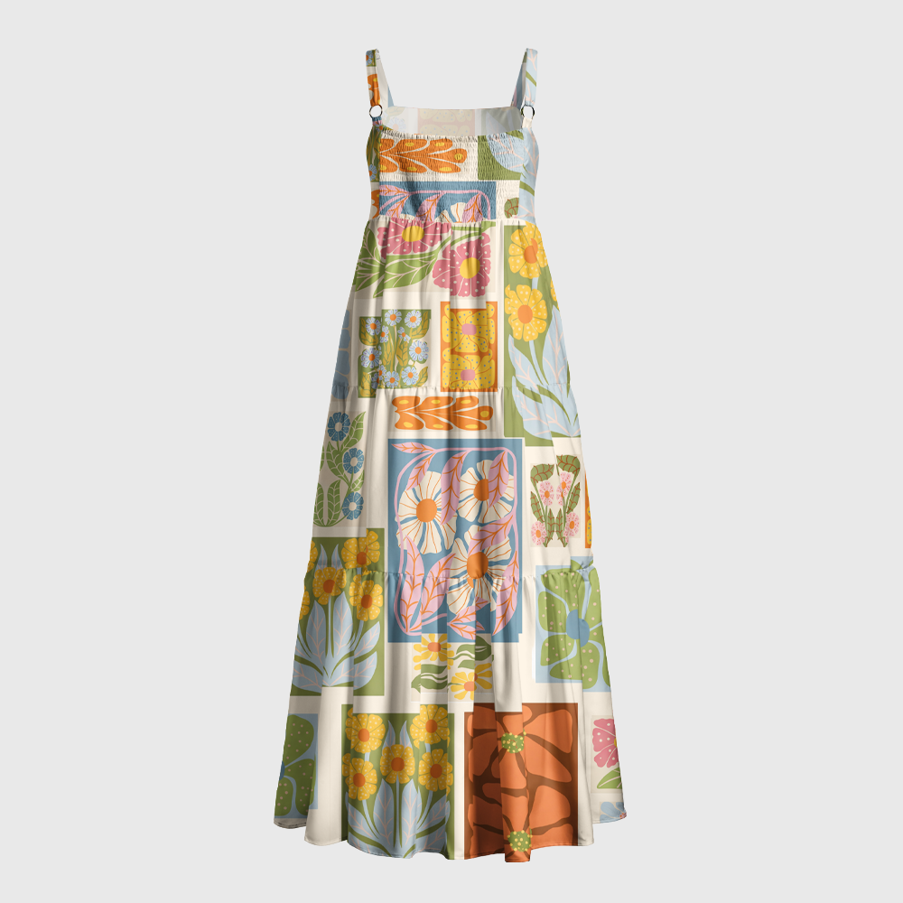 Pagewings Square Neck Garden Flowers Maxi Dress