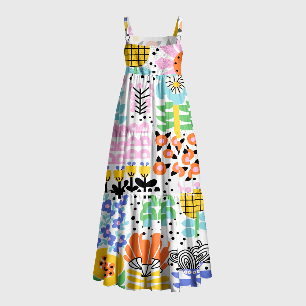 Pagewings Square Neck Blooms Maxi Dress