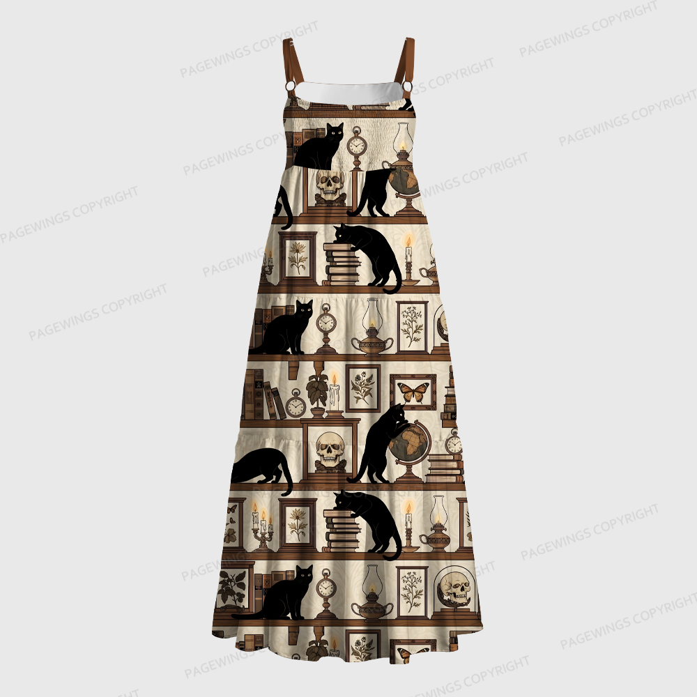 Pagewings Square Neck Cat Lover Maxi Dress
