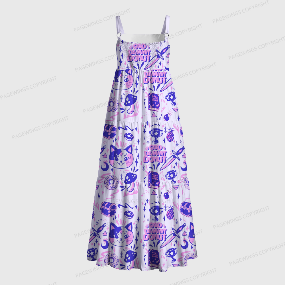 Pagewings Square Neck Cat Lover Maxi Dress