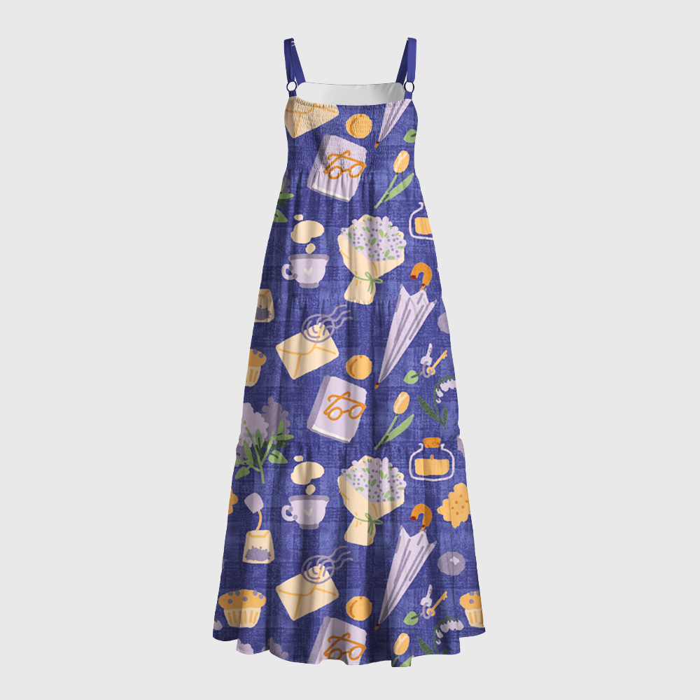 Pagewings Vintage Bookish Tea Square Neck Bookish Maxi Dress