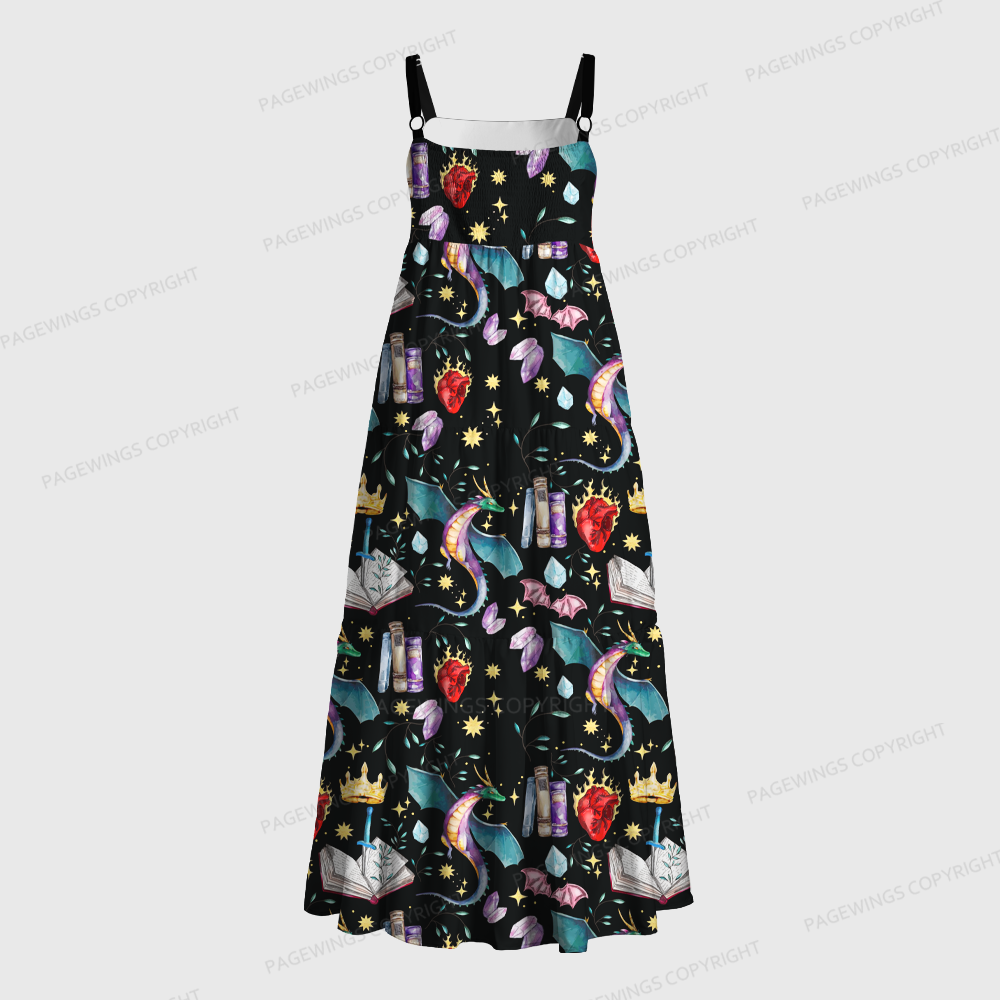Pagewings Square Neck Fantasy Book Lover Maxi Dress