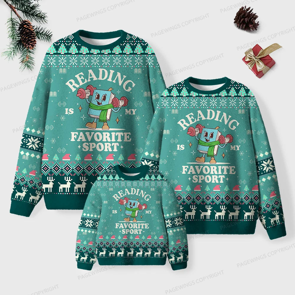 Pagewings Reading Is My Favorite Sport Unisex Ugly Knit Sweatshirt