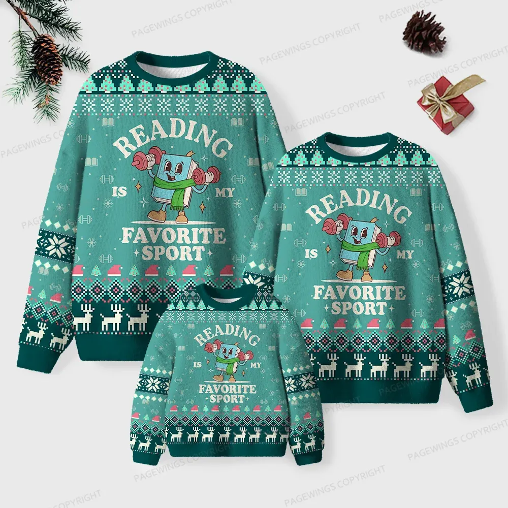Pagewings Reading Is My Favorite Sport Unisex Ugly Knit Sweatshirt