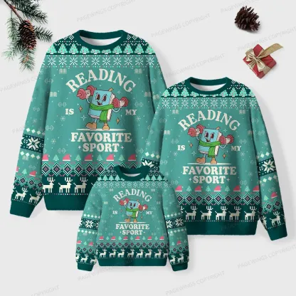 Pagewings Reading Is My Favorite Sport Unisex Ugly Knit Sweatshirt
