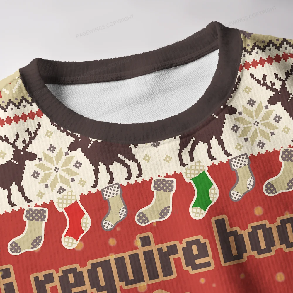 Pagewings I Require Books Unisex Ugly Knit Sweatshirt