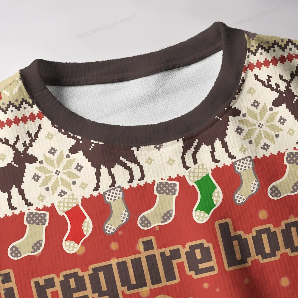 Pagewings I Require Books Unisex Ugly Knit Sweatshirt