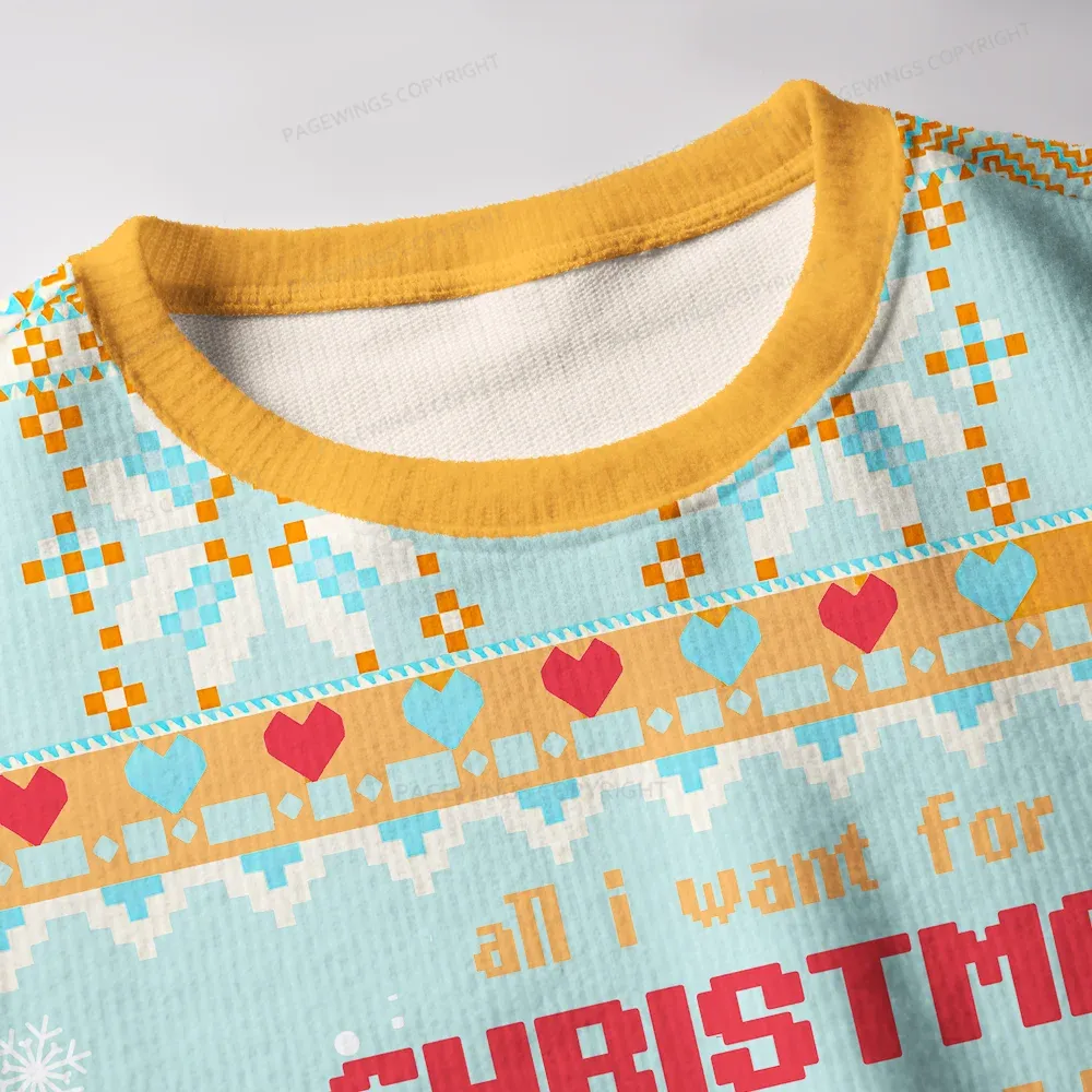 Pagewings All I Want For Christmas Is Books Unisex Ugly Knit Sweatshirt