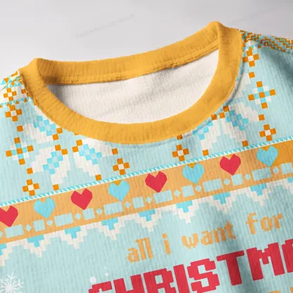 Pagewings All I Want For Christmas Is Books Unisex Ugly Knit Sweatshirt