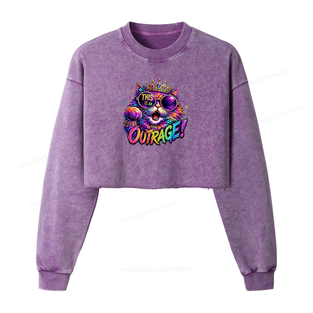 Pagewings Sci-Fi Book Lover Washed Crop Sweatshirt