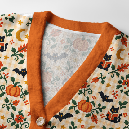 Pagewings Halloween Bookish Light Knit Unisex Cardigan Sweaters