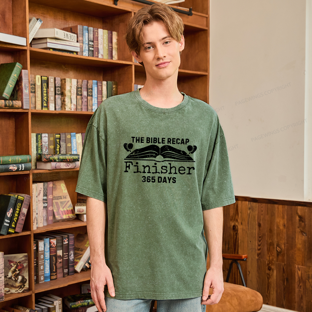 Pagewings The Bible Recap Finisher 365 Days Unisex Washed T-shirt