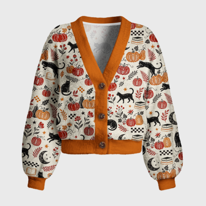 Pagewings Cat Book Lover Women's Cardigan Sweater