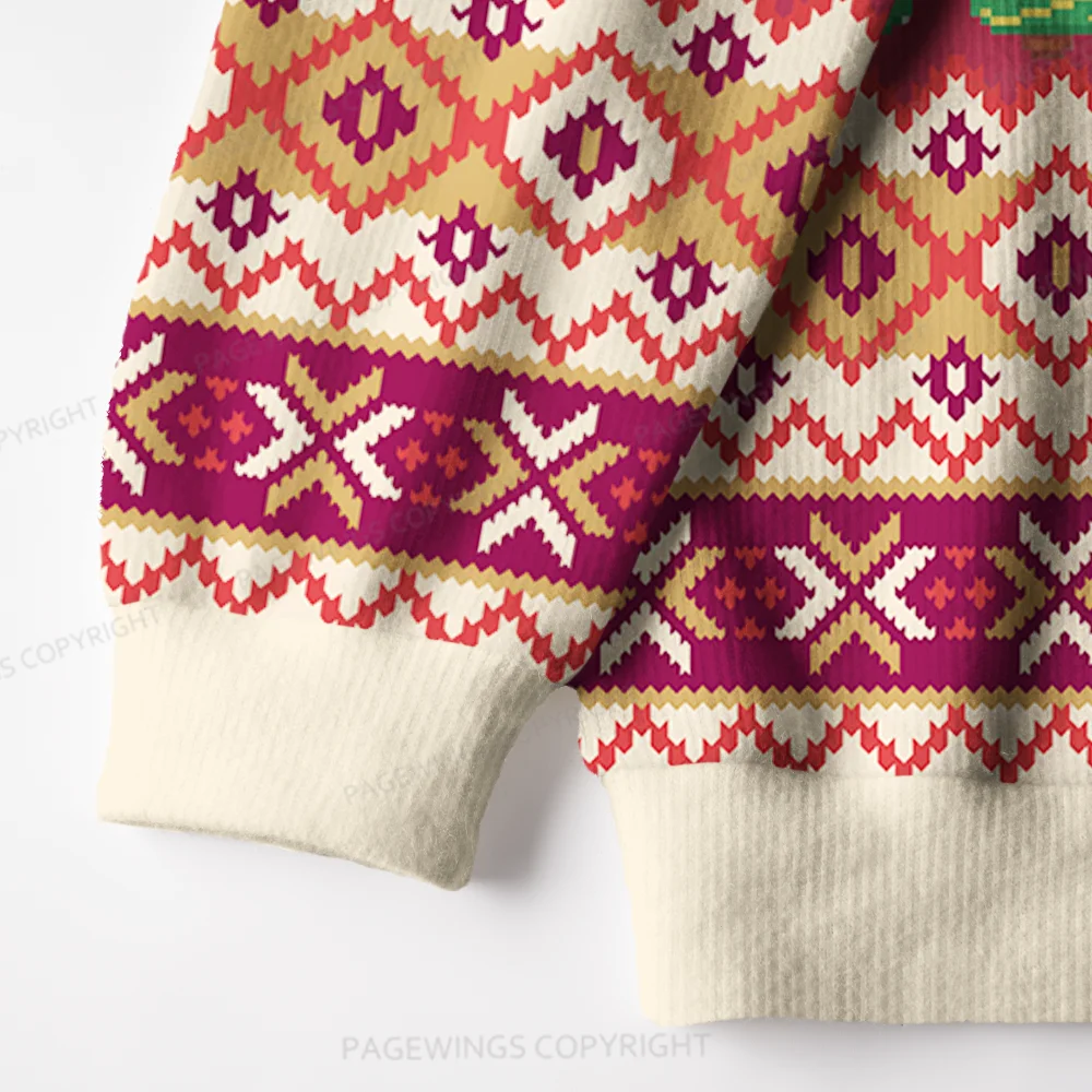 Pagewings I Like Cats And Books And Maybe 3 People Unisex Ugly Knit Sweatshirt