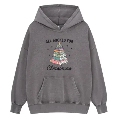 Pagewings All Booked For Christmas Unisex Washed Hoodie