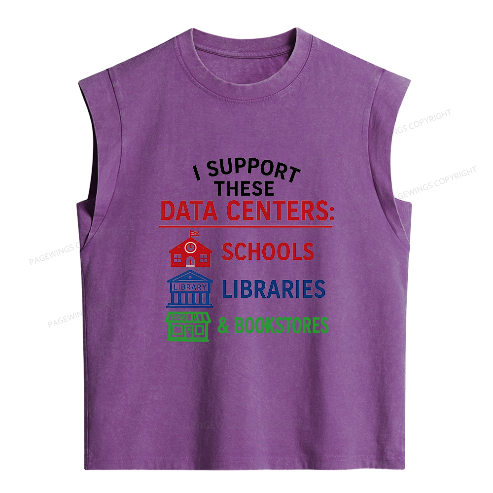 Pagewings I Support These Data Centers Women's Washed Tank Top