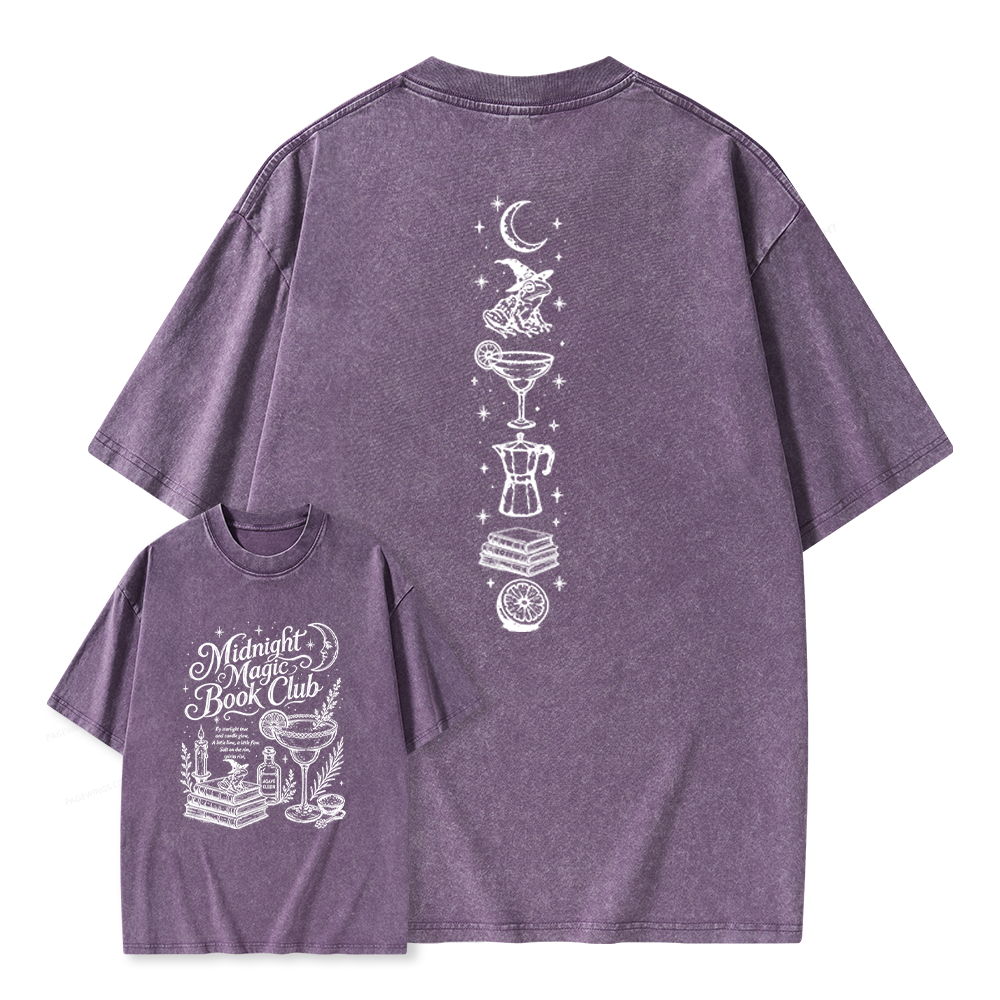 Pagewings Midnight Magic Book Club Unisex Washed T-shirt