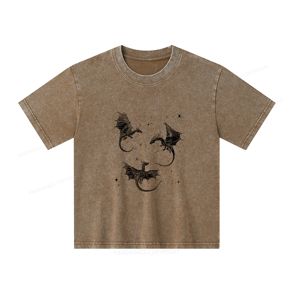 Pagewings Dragon Fantasy Unisex Kids Washed T-shirt
