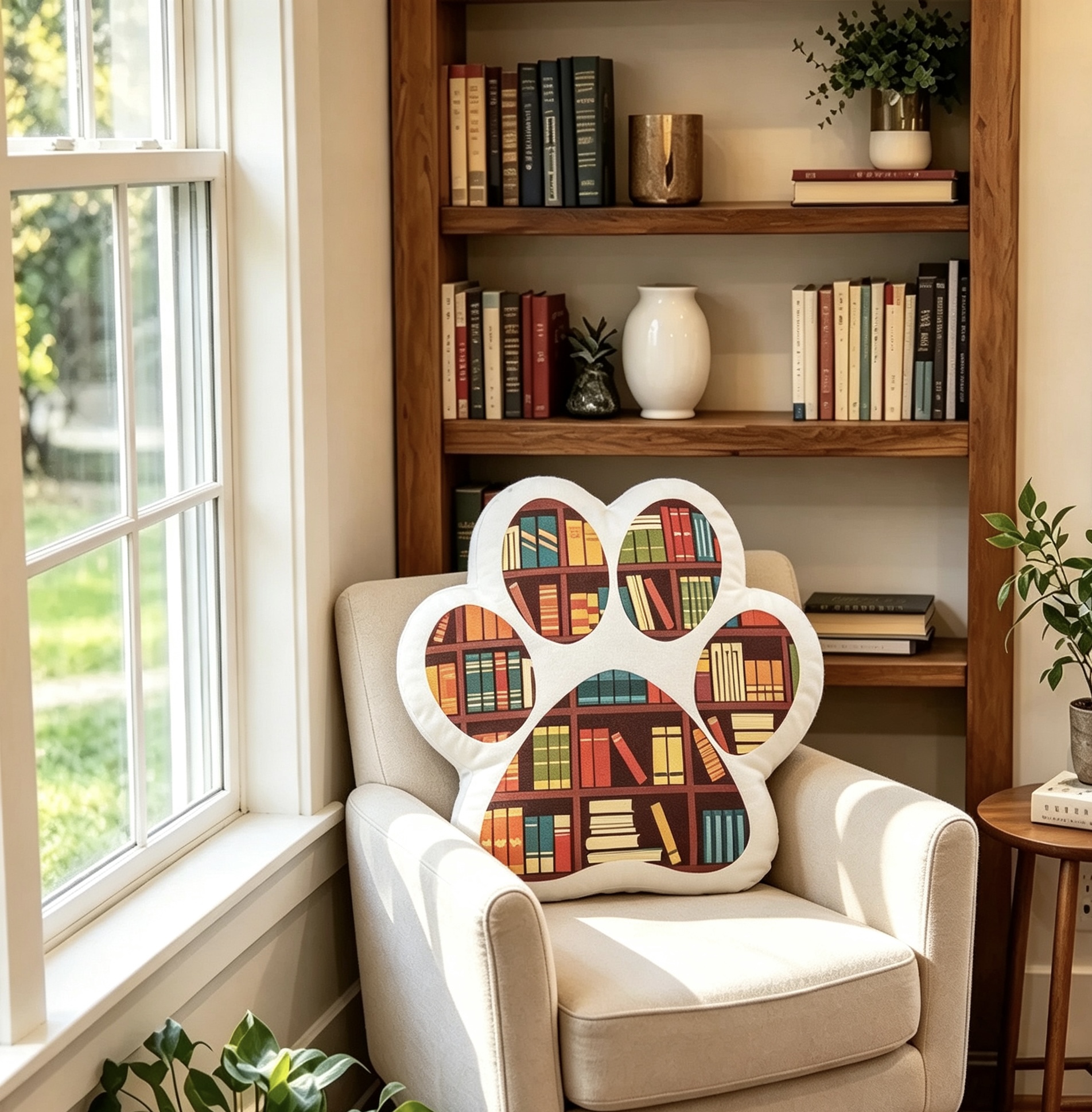 Pagewings Easily Distracted By Dogs And Books Shaped Throw Pillow