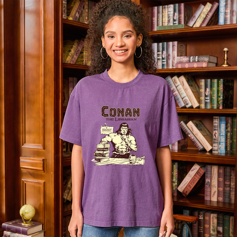 Pagewings Conan the Librarian Unisex Washed T-shirt
