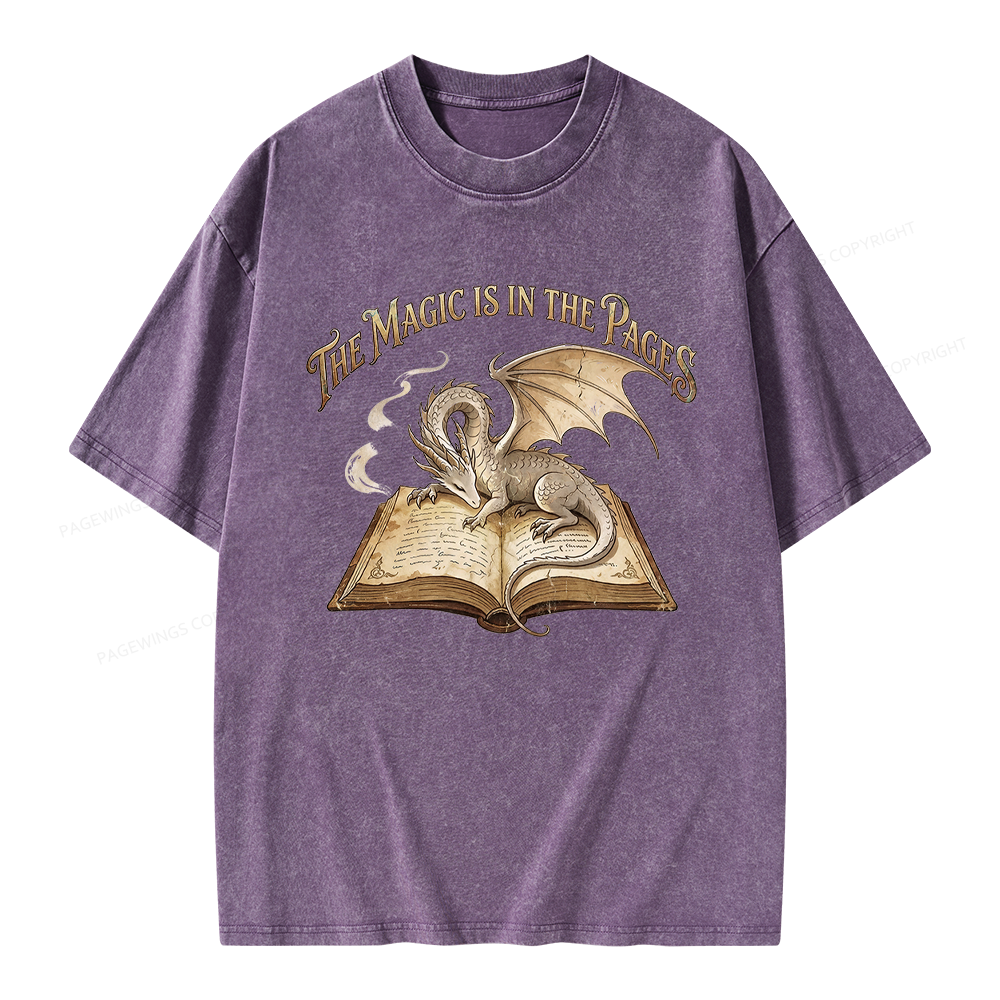 Pagewings The Magic Is In The Pages Unisex Washed T-shirt