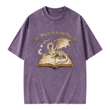 Pagewings The Magic Is In The Pages Unisex Washed T-shirt
