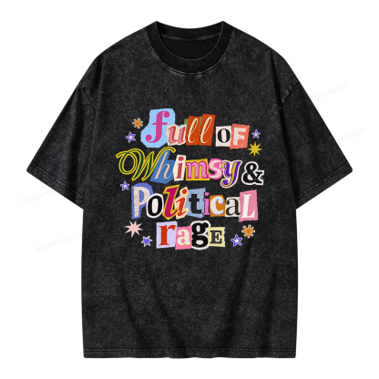 Pagewings Full of Whimsy and Political Rage Unisex Washed T-shirt