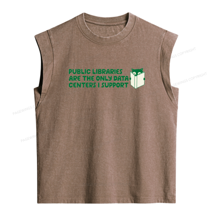 Pagewings Support Public Libraries Not Data Centers Women's Washed Tank Top