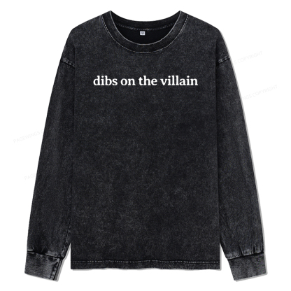 Pagewings Dibs On The Villain Unisex Washed Long Sleeve T-shirt