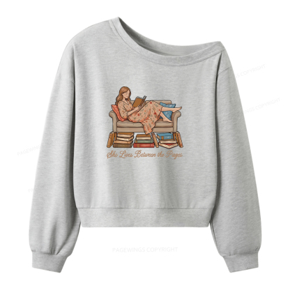Pagewings She Lives Between the Pages Women Off Shoulder Sweatshirt