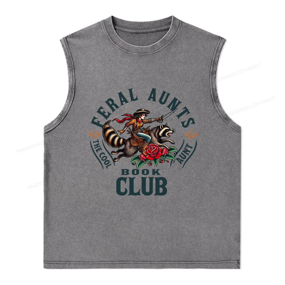 Pagewings Feral Aunt Social Book Club Washed Tank Top
