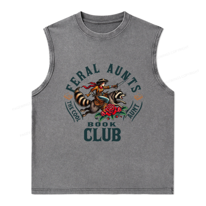 Pagewings Feral Aunt Social Book Club Washed Tank Top