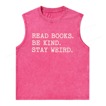 Pagewings Read Books Be Kind Stay Weird Unisex Washed Tank Top