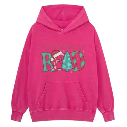 Pagewings Christmas Reading Unisex Washed Hoodie