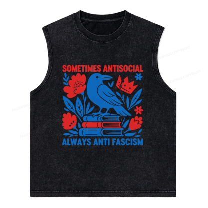 Pagewings Anti Fascism Unisex Washed Tank Top