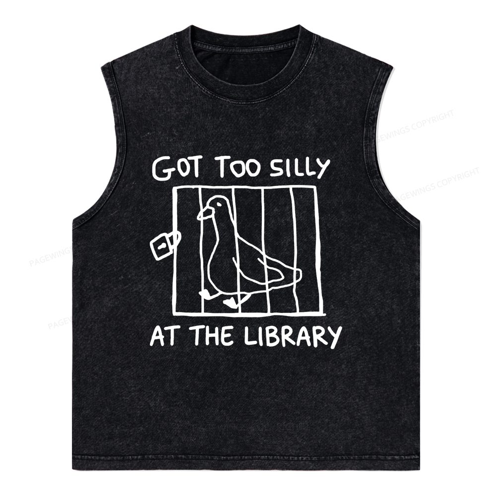 Pagewings Got Too Silly At The Library Unisex Washed Tank Top