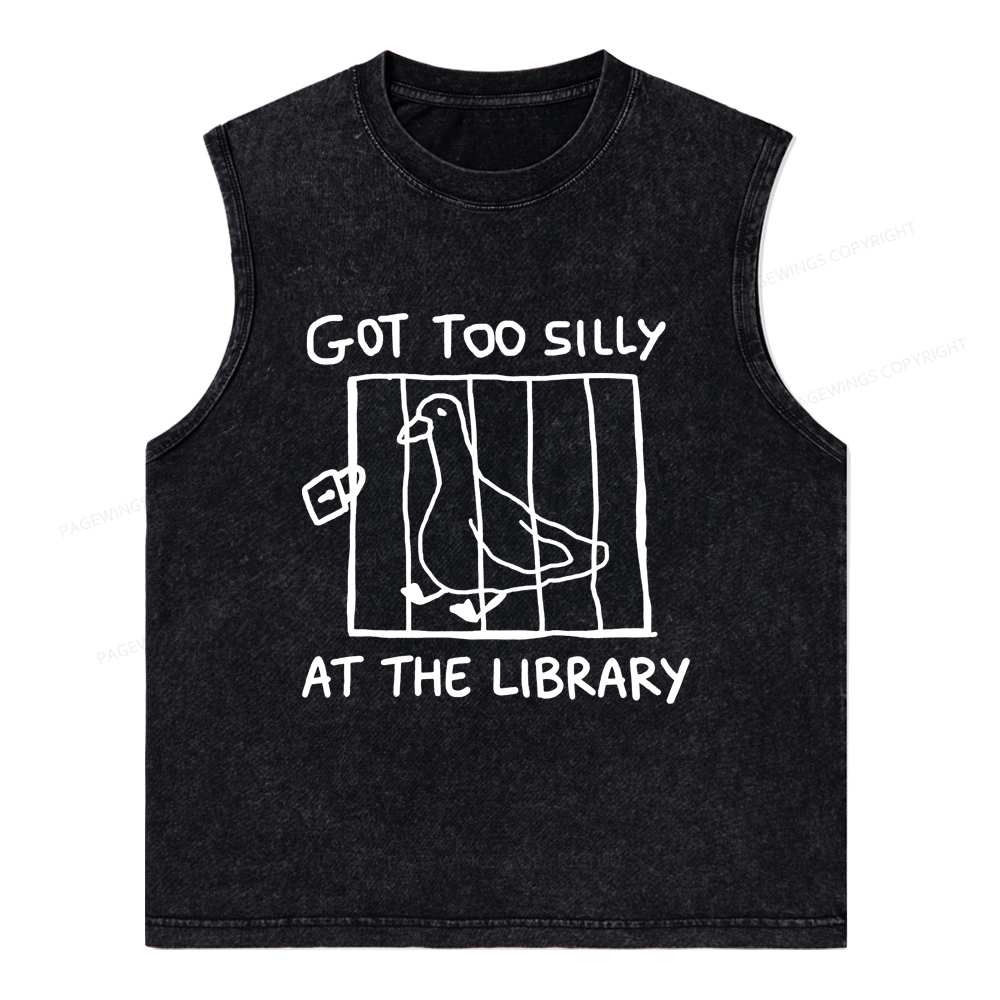 Pagewings Got Too Silly At The Library Unisex Washed Tank Top