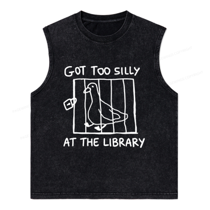 Pagewings Got Too Silly At The Library Unisex Washed Tank Top