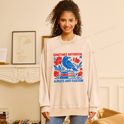 Pagewings Anti Fascism Unisex Washed Sweatshirt