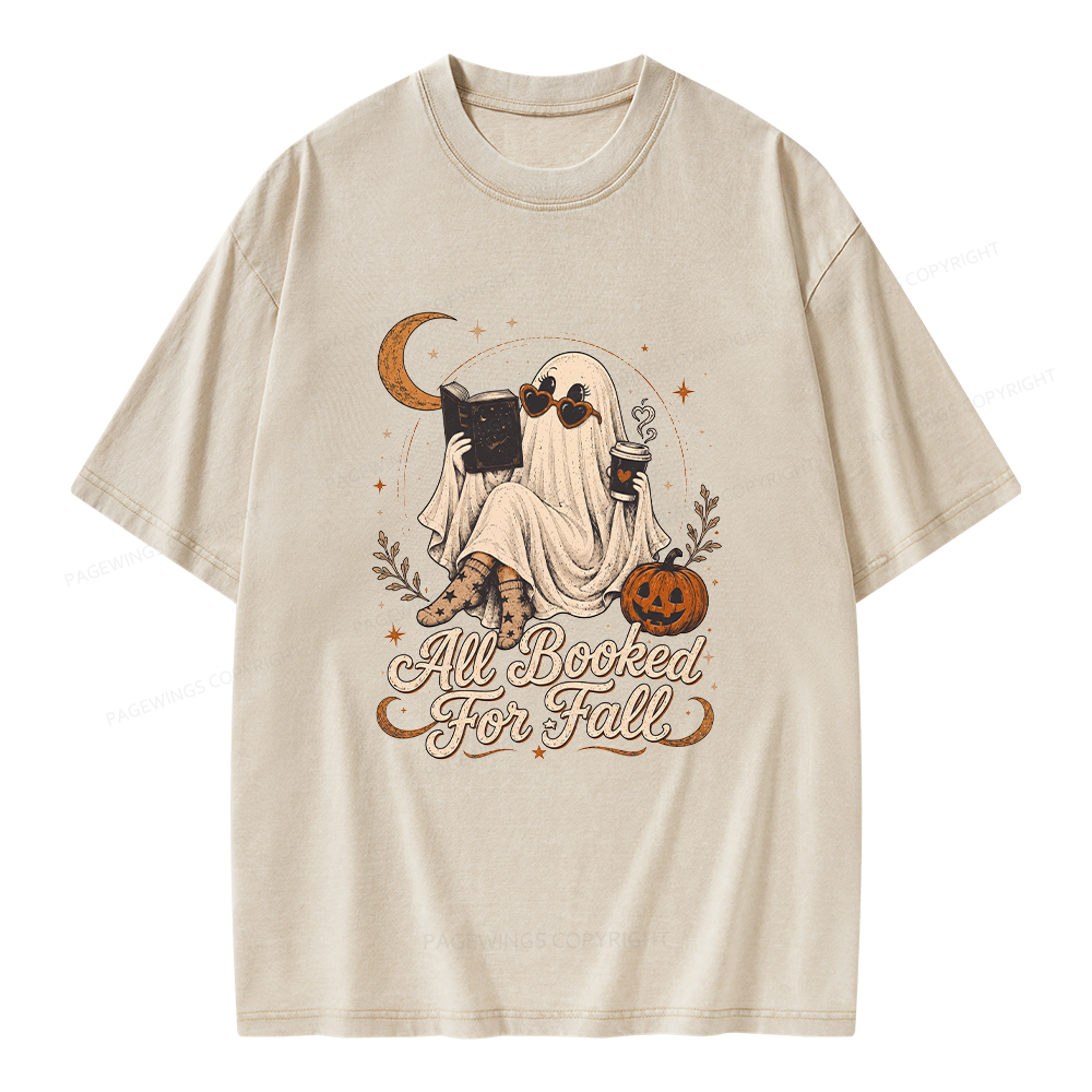 Pagewings Ghost All Booked For Fall Unisex Washed T-shirt