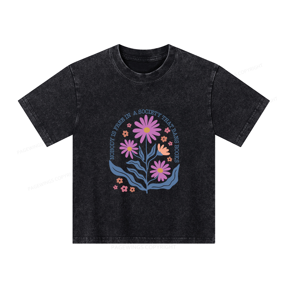 Pagewings Read Banned Books Shirt Social Justice Gift Unisex Kids Washed T-shirt