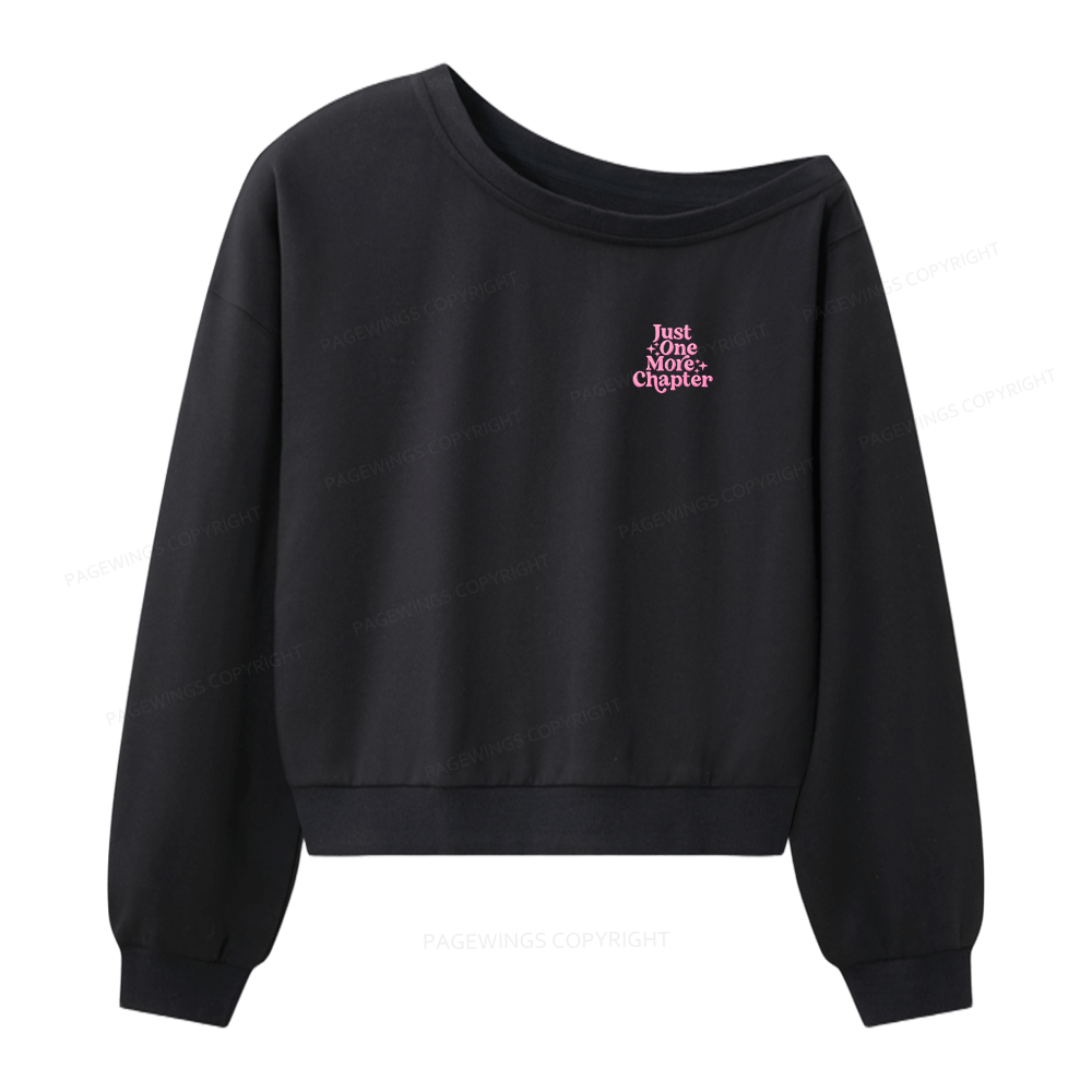 Pagewings Embroidered Just One More Chapter Women Off Shoulder Sweatshirt
