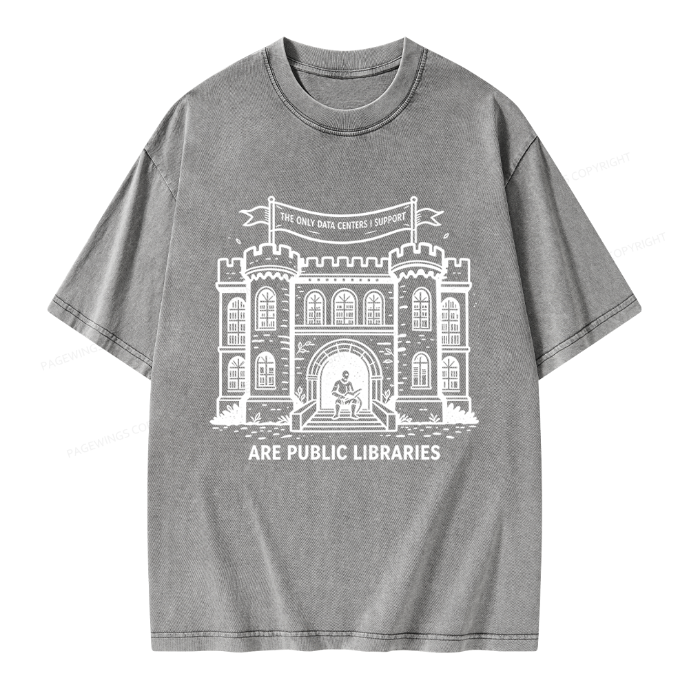 Pagewings I Support Are Public Libraries Unisex Washed T-shirt