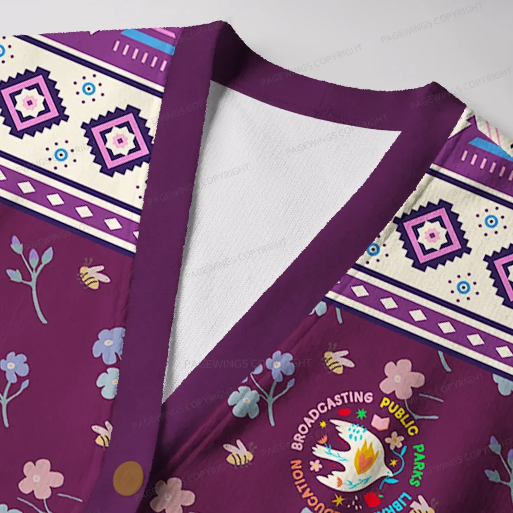 Pagewings Supporting Public Libraries Unisex Ugly Cardigan Sweaters