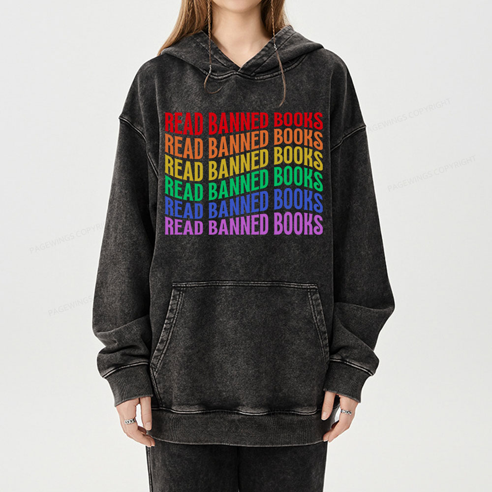 Pagewing Read Banned Books Unisex Washed Hoodie